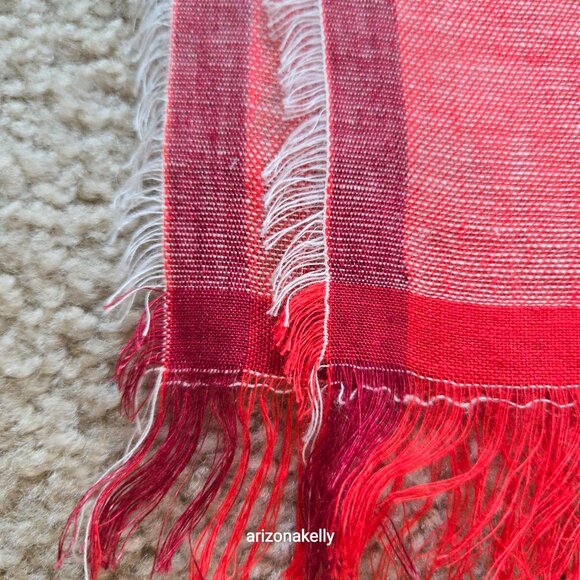 NWT 100% Capri Linen Scarf Red/Pink/Coral Italy - Picture 5 of 9